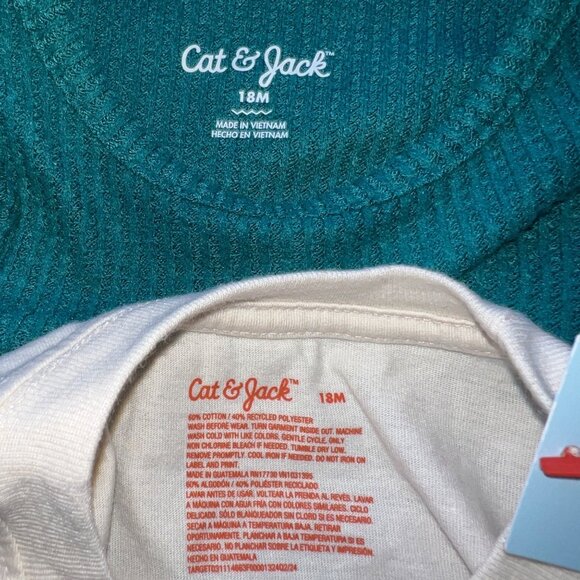 Cat & Jack Rainbow Tee & Ruffle Dress Baby Girls 18M Multicolor Green Organic Se - Picture 2 of 9